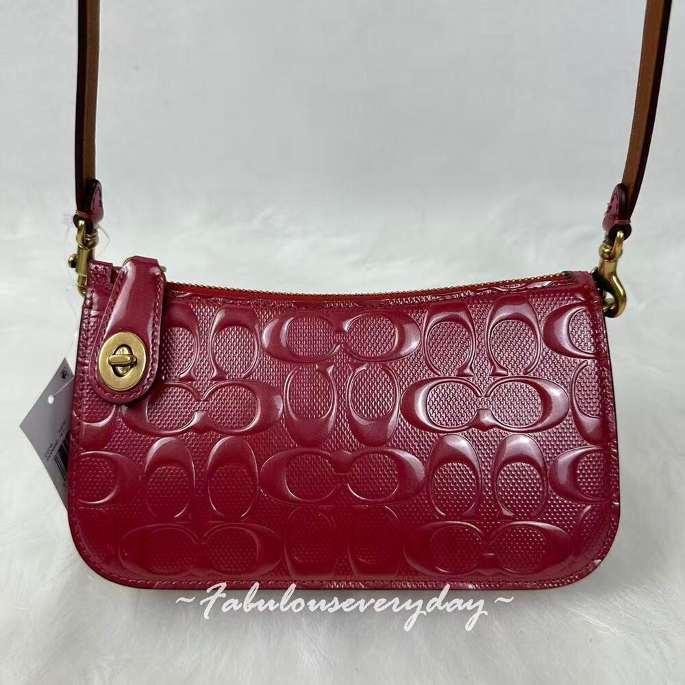Coach Penn Shoulder Bag In Signature Leather/Gold/Red CCC46 NWT - Picture 2 of 10
